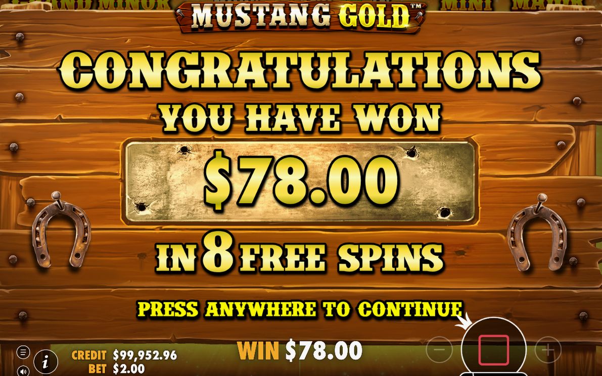 Win screen showing the payline win in A$