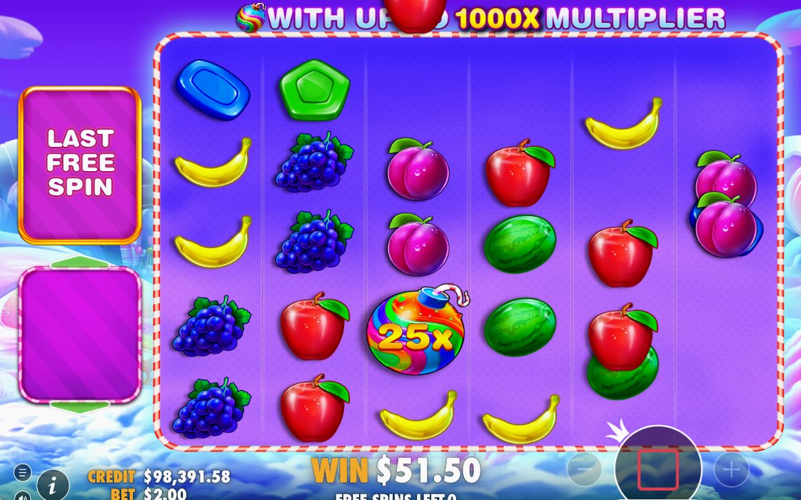 Free Spins mode, where Multiplier bombs appear