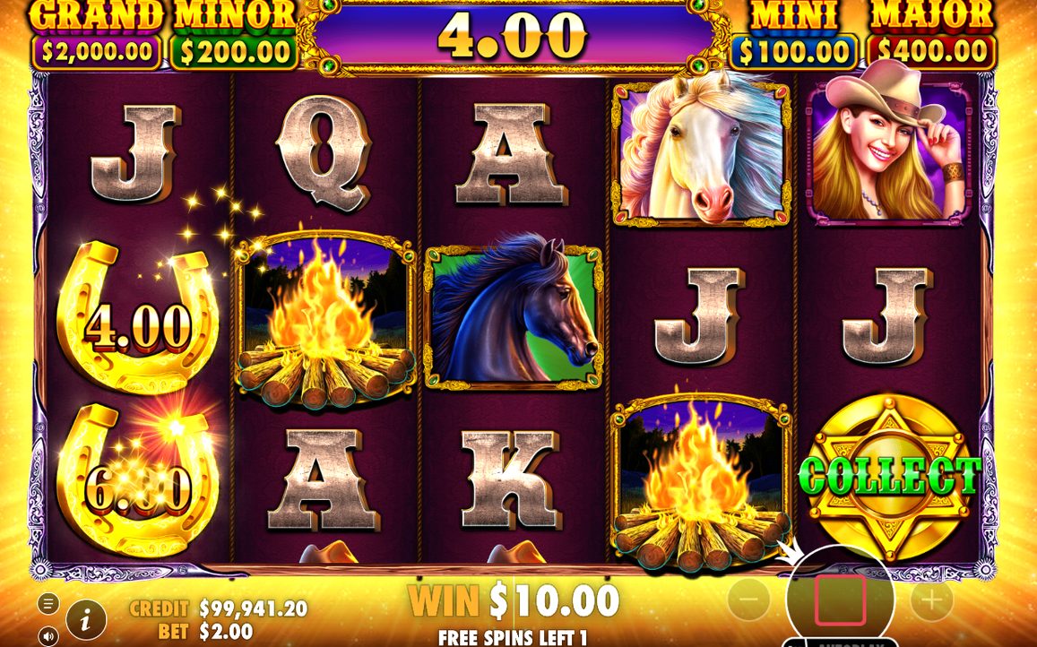 Free Spins reels with extra horseshoes and Collect symbols